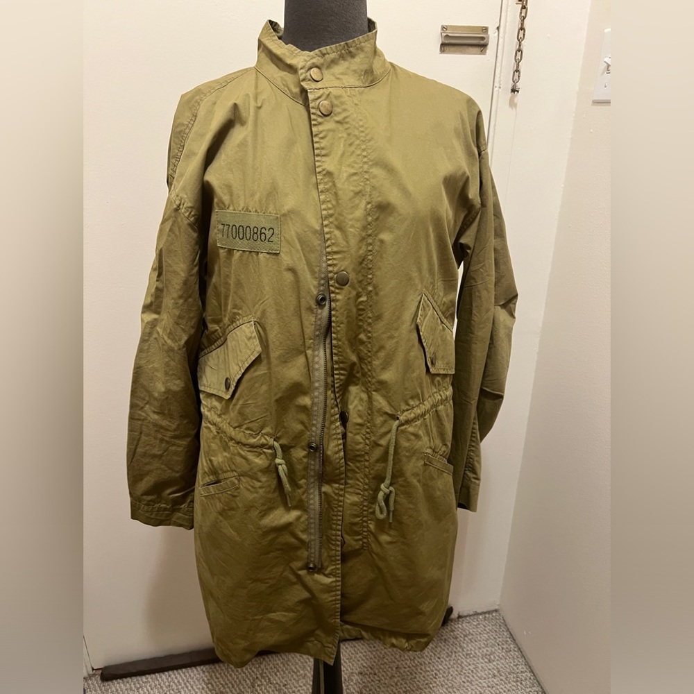 Zara Women's Round Neck Cinch Waist Jacket Green Size L